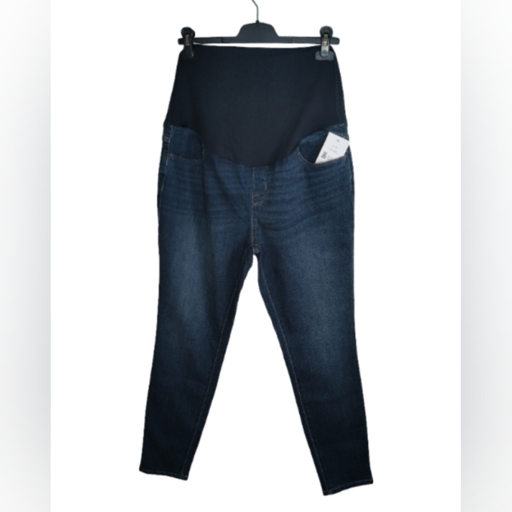 Maternity Blue Jeggings with Over-the-Belly Panel Size 12
